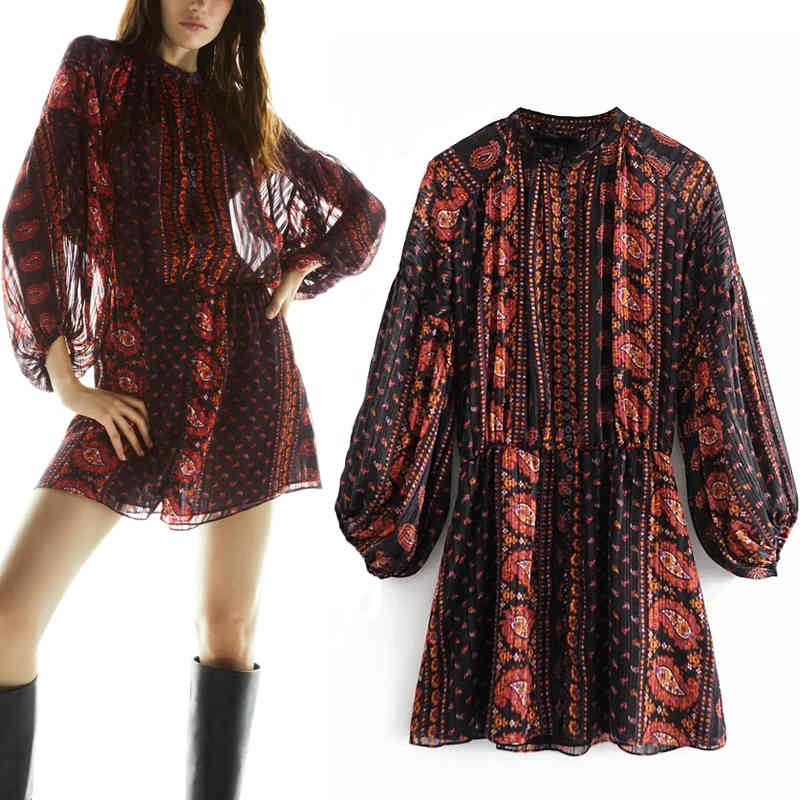 Vintage Printed Mini Dress Women Za Autumn Puff Sleeve Chiffon Short Dress Woman Button Up Retro Goth Ladies Dresses 210517, Print
Vintage Printed Mini Dress Women Za Autumn Puff Sleeve Chiffon Short Dress Woman Button Up Retro Goth Ladies Dresses 210517, Print