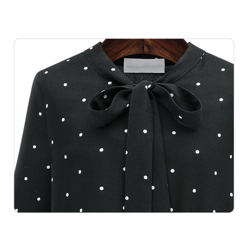 Fashion Elegant Women Dress Long Sleeve Dot Black Chiffon Winter 3XL Plus Size Clothes 1475 45 210508