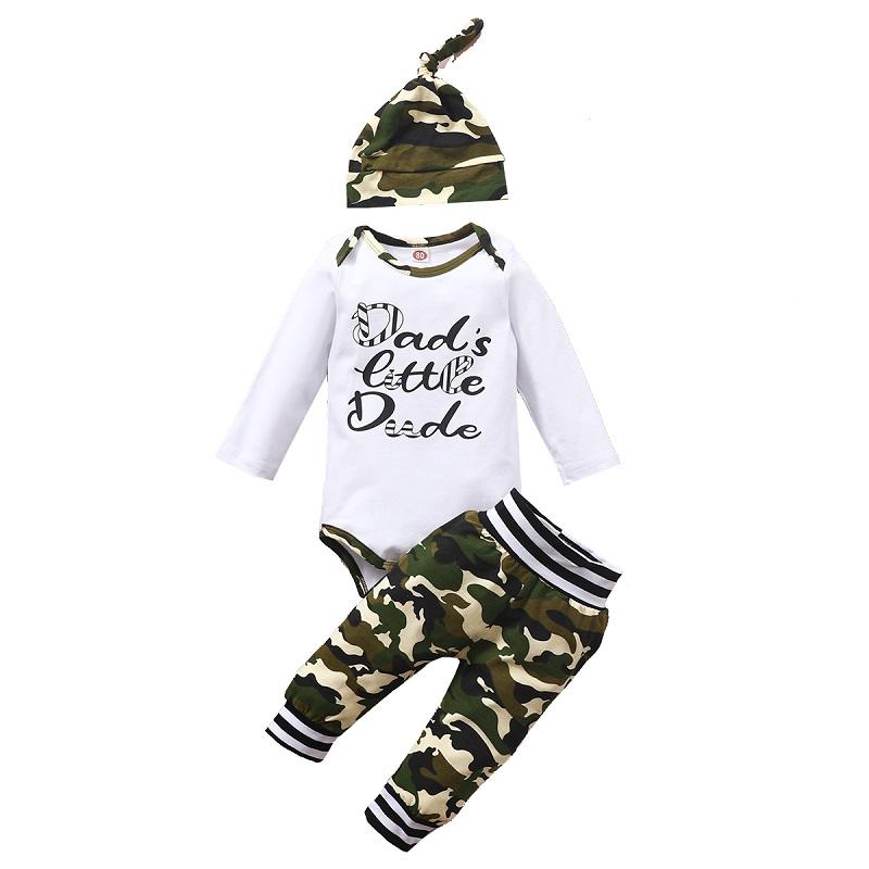 Clothing Sets Wallarenear 0-24M 3PCS Set Born Baby Boy Long Sleeve Cotton Bodysuit Tops Camouflage Pant Hat Outfits Clothes
Clothing Sets Wallarenear 0-24M 3PCS Set Born Baby Boy Long Sleeve Cotton Bodysuit Tops Camouflage Pant Hat Outfits Clothes