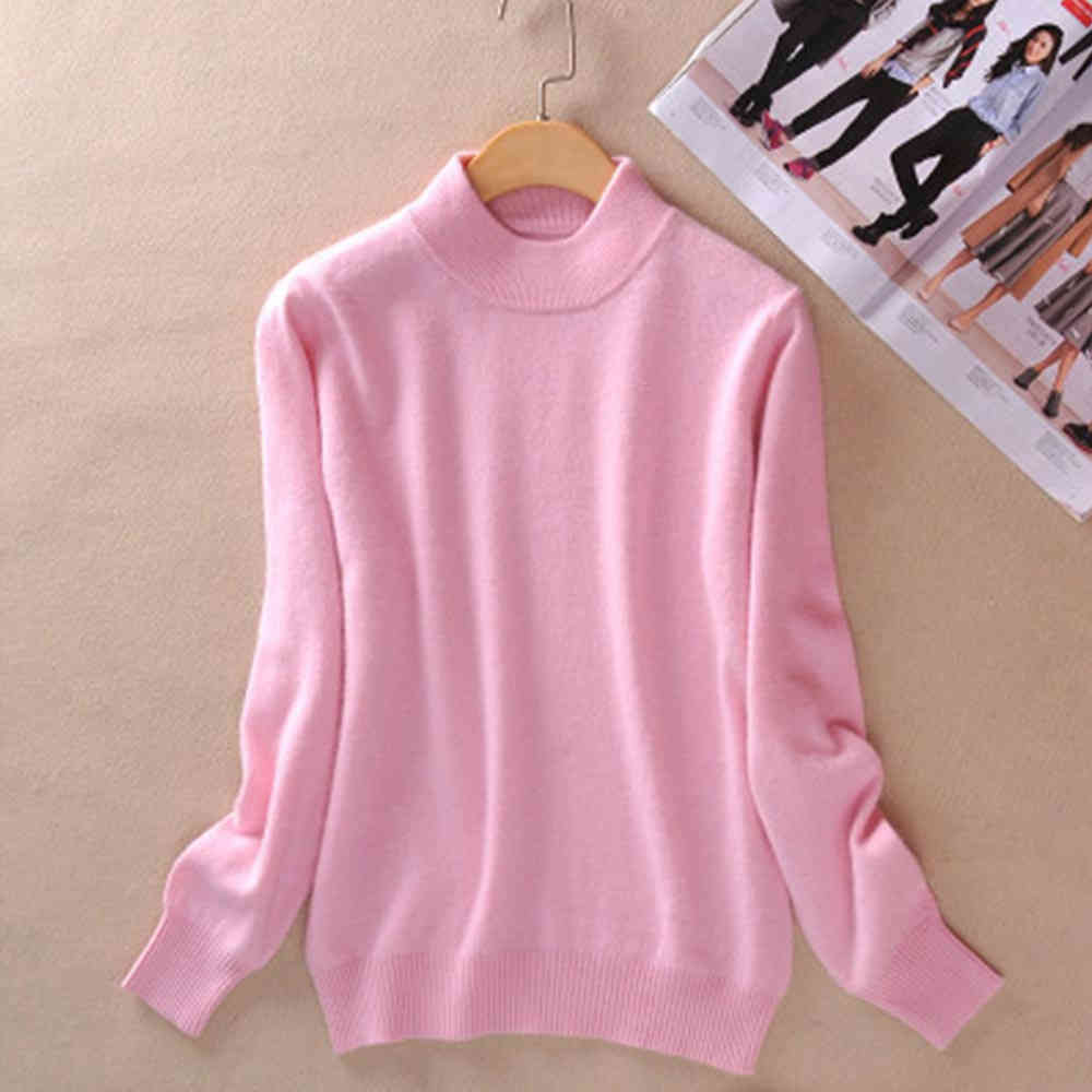 Women Winter Cashmere Sweater Long Sleeve O Neck Knitted Slim Warm Thick Pullover White Jumper 210428