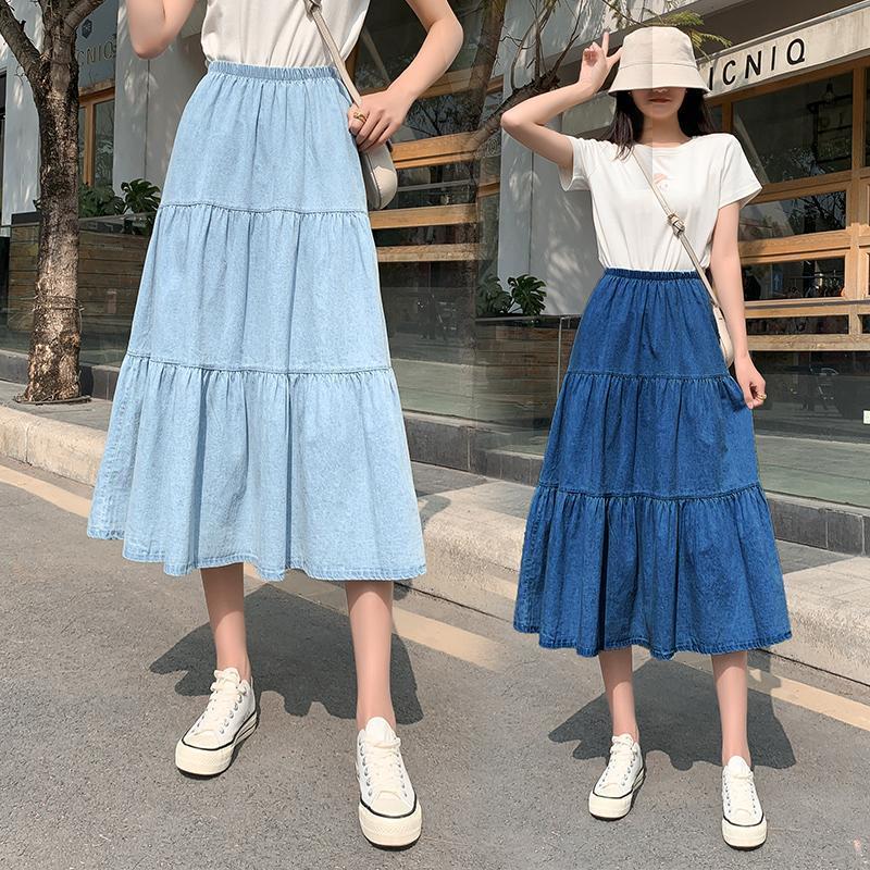 Skirts 2021 Summer Women Vintage Elastic High Waist Long Jeans Casual Solid Cake A-line Ladies Denim Elegant Clothes Z228, Dark blue
Skirts 2021 Summer Women Vintage Elastic High Waist Long Jeans Casual Solid Cake A-line Ladies Denim Elegant Clothes Z228, Dark blue