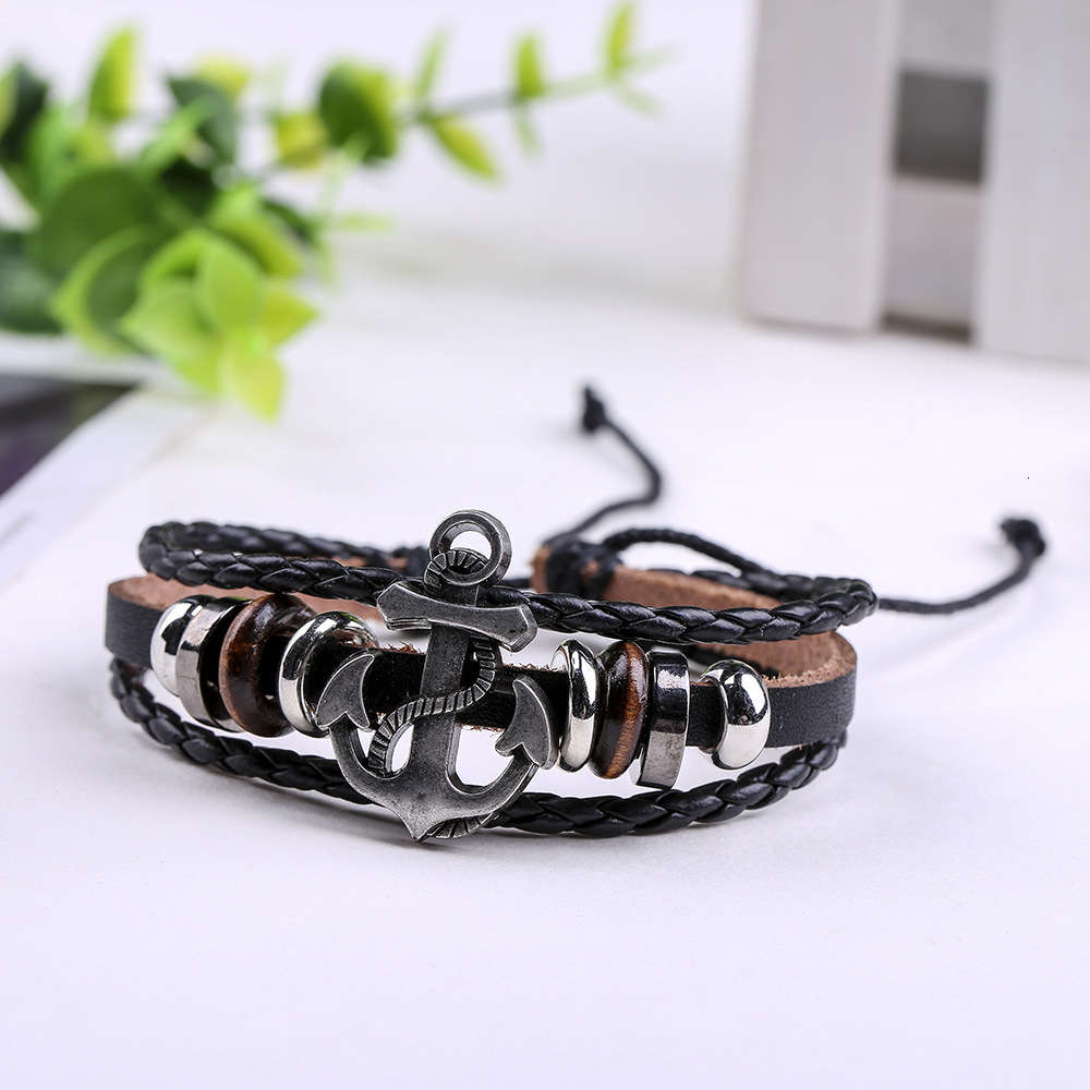 Hand catenary Multi layer punk boat anchor personality Leather Bracelet hand woven leather bracelet straight, Golden;silver
Hand catenary Multi layer punk boat anchor personality Leather Bracelet hand woven leather bracelet straight, Golden;silver