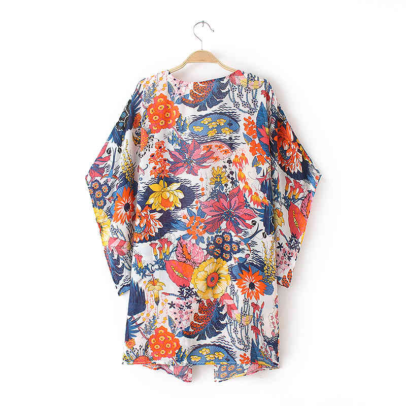 Boho Print Chiffon Bathing Suit Cover-ups Plus Size Beach Wear Short Kimono Dress Tunic Women Summer Swimsuit Cover Up A831 210420
