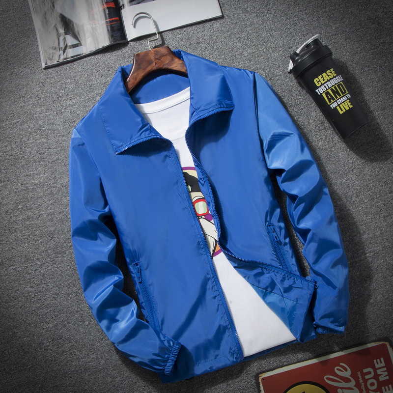 Spring and Autumn Fashion Solid Color Jacket Men's Windbreaker Zipper Thin Jacket Men Clothing Men's Casual Jacket 7XL 210819wtt