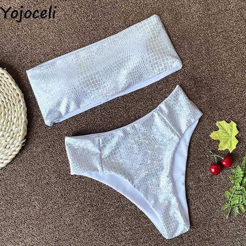 Yojoceli White lace sexy summer swimming suit for women Elegant 2 pieces tankini female Beach off shoulder swimwear bikini 210609