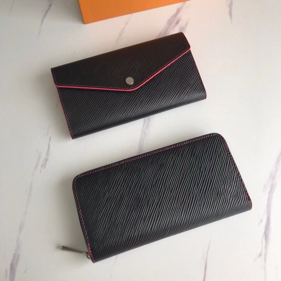 Women Fashion Epi Grain Leather Zippy Wallets Black Collocation Fushcia Edge Classic Ladies Standard Long Wallet Coin Purse With Cover, Black zipper
Women Fashion Epi Grain Leather Zippy Wallets Black Collocation Fushcia Edge Classic Ladies Standard Long Wallet Coin Purse With Cover, Black zipper