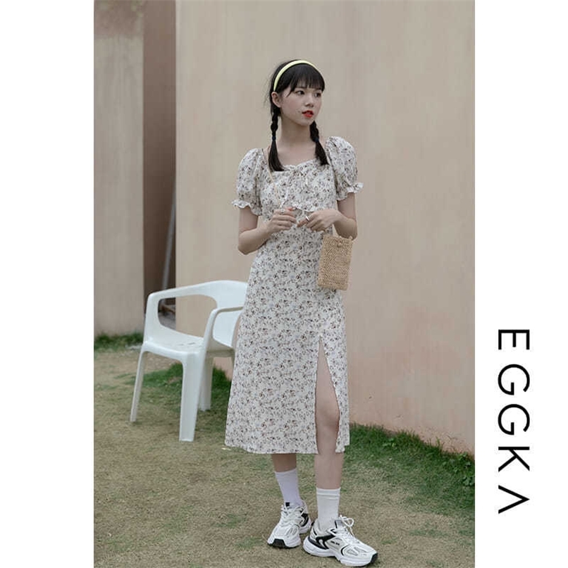 French puff sleeve floral split elegant dress female waist slimming mid-length skirt summer Korean fashion women' clothing 210520, The picture color
French puff sleeve floral split elegant dress female waist slimming mid-length skirt summer Korean fashion women' clothing 210520, The picture color