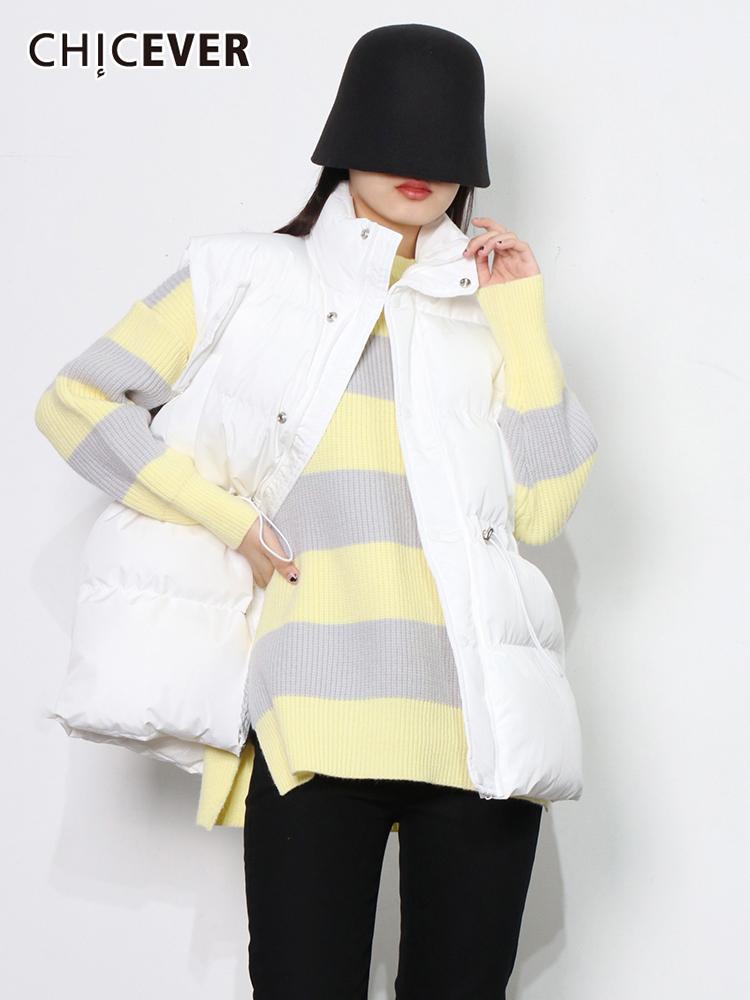 Women's Vests CHICEVER Drawstring Casual Solid Color Vest For Women Lapel Sleeveless Zipper Cotton Coat Female 2021 Winter Clothing, Black;white
Women's Vests CHICEVER Drawstring Casual Solid Color Vest For Women Lapel Sleeveless Zipper Cotton Coat Female 2021 Winter Clothing, Black;white