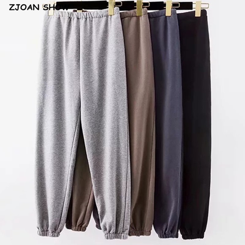 Home wear Women Side Pockets Cuffed Skinny Jogger Sports Trousers Vintage Sweat Pants 210429