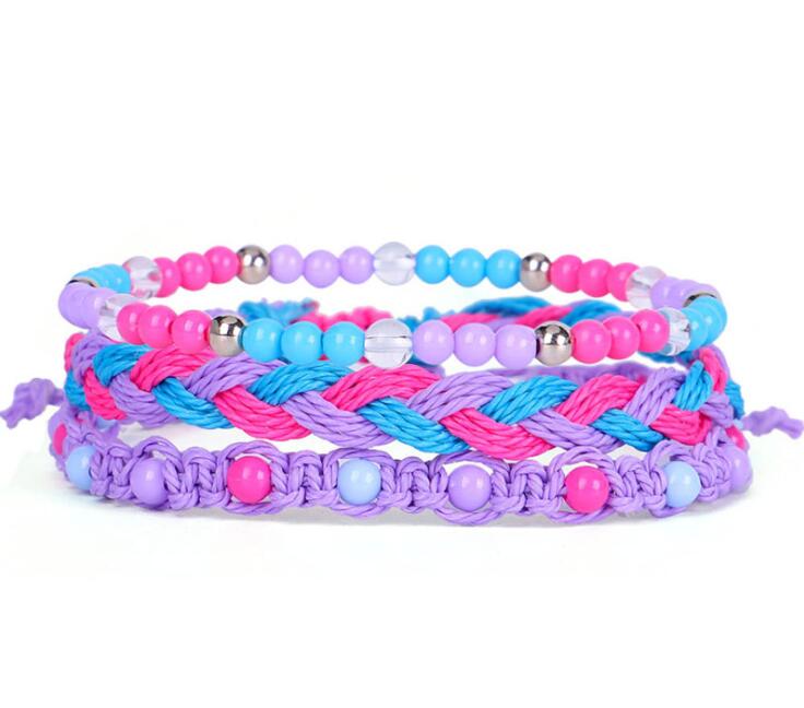 Women's new suit bracelet 3-piece hand-woven wax thread color beaded bohemian bracelet GC449