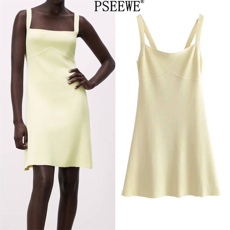 Dress Women Yellow Knitted Short es Summer Woman Sleeveless Spaghetti Strap Mini Backless Sexy es 210519
Dress Women Yellow Knitted Short es Summer Woman Sleeveless Spaghetti Strap Mini Backless Sexy es 210519