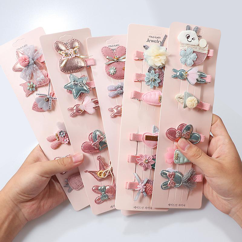 Children's Hair Pin Set Korean Version Cute Baby Cartoon Headdress Hairpins Girl's Fabric Hairpin Girl Hair Accessories Juego De Horquillas 