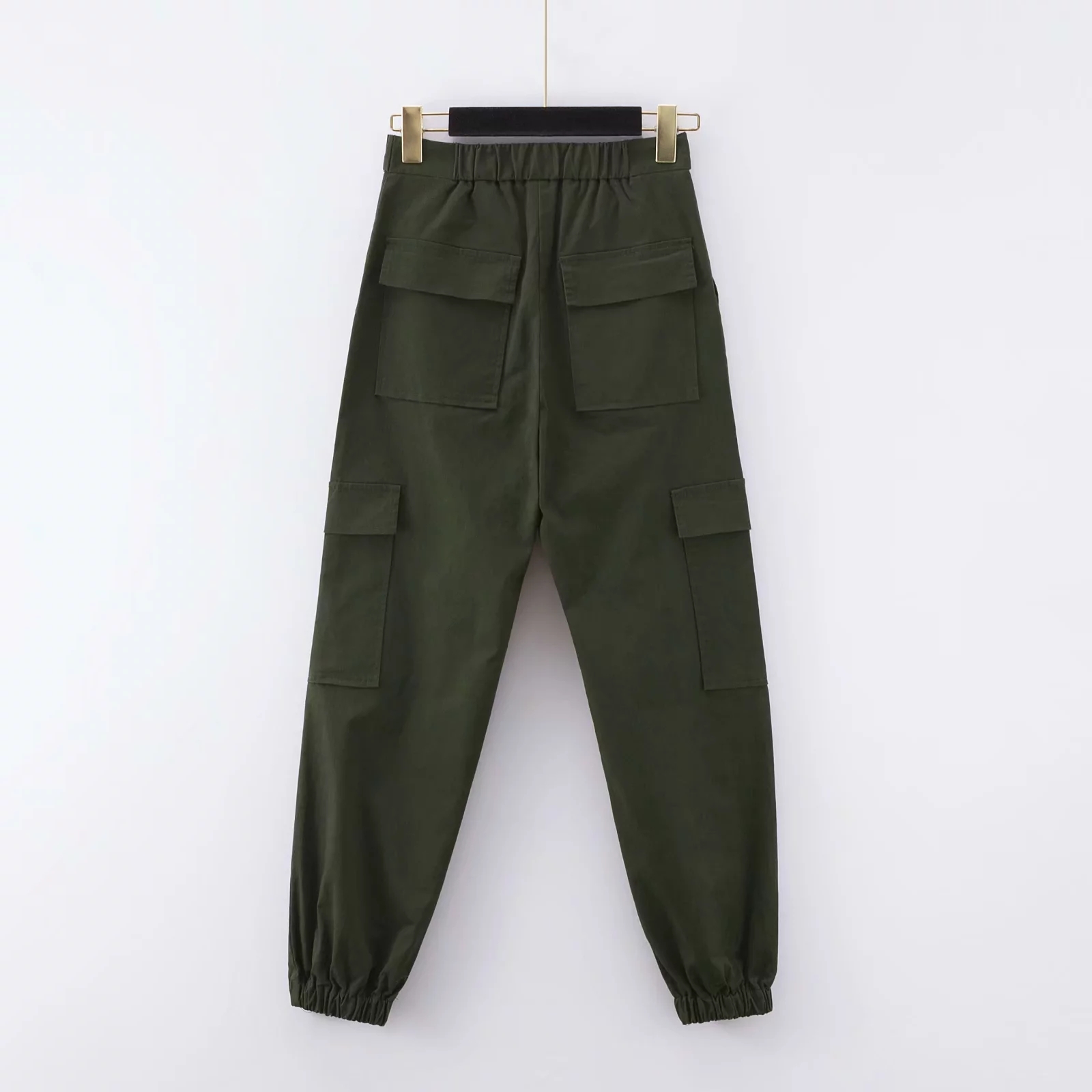 Vintage black khaki cargo pants women pockets loose baggy harem high waist joggers streetwear trousers ladies 210521