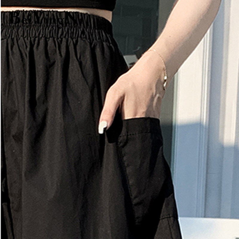 White A Line Midi Skirts Womens Pockets High Waist Chic Korean Vintage Slim Skirt Woman Patchwork Harajuku Streetwear 210506