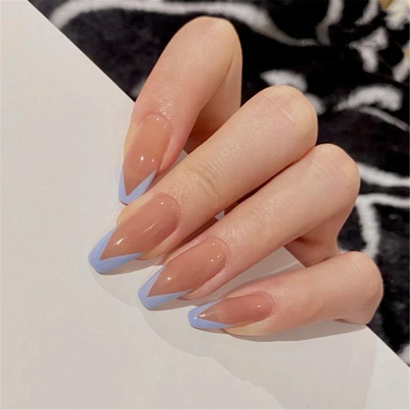 False Nails 24pcs Blue Line French Manicure Art Women Lady Wearable Full Cover Jelly Color Press On Nail With GLue, Red;gold
False Nails 24pcs Blue Line French Manicure Art Women Lady Wearable Full Cover Jelly Color Press On Nail With GLue, Red;gold