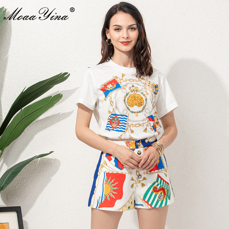 Fashion Runway Summer Shorts Women's White Pullover Top and High waist printing Two Pieces Set 210524, Multi
Fashion Runway Summer Shorts Women's White Pullover Top and High waist printing Two Pieces Set 210524, Multi