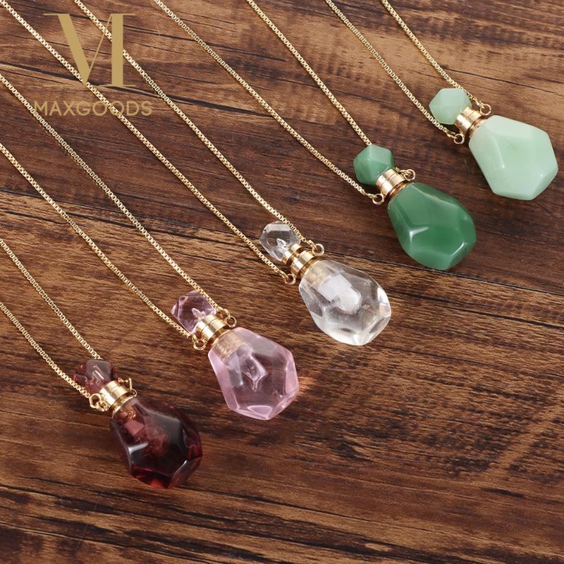 Pendant Necklaces Natural Pink Amethysts Quartz Tiger Eye Stone Perfume Bottle Necklace Crystal Essential Oil Diffuser Vial Jewelry Tools, Silver
Pendant Necklaces Natural Pink Amethysts Quartz Tiger Eye Stone Perfume Bottle Necklace Crystal Essential Oil Diffuser Vial Jewelry Tools, Silver