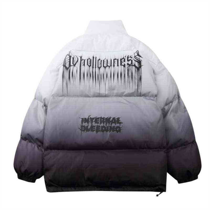 Hip Hop Oversized Jacket Parka Gradient Streetwear Mens Harajuku Cotton Winter Padded Coat Warm Outwear Blue 211214Z