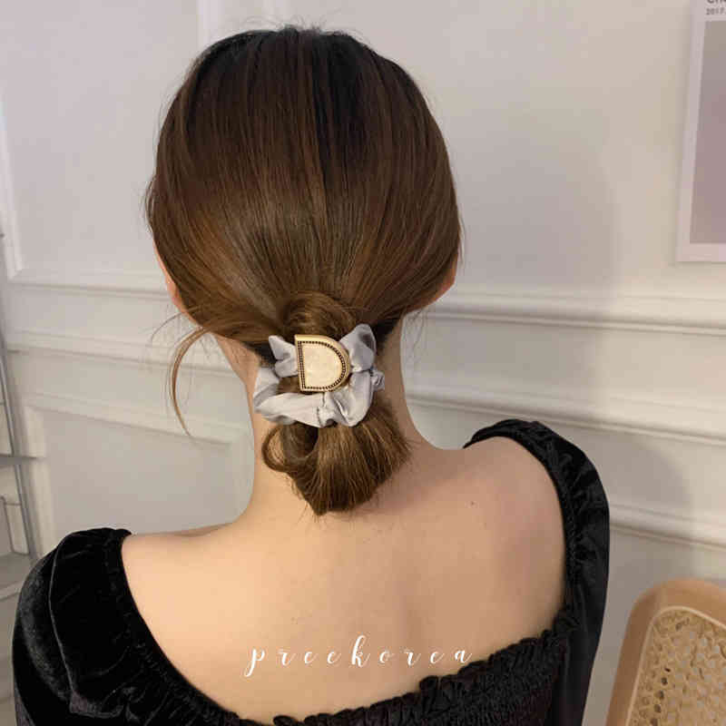 Hair Accessories Jewelry Korean Minimalist High-grade Marble Tied Horsetail Lazy French Intestinal Loop Head Rope Leather Band