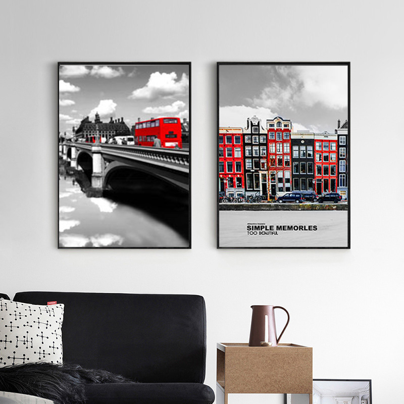 British Style Modern Canvas Art Wall Pictures City Buildings Bus Telephone Booth For Living Room Home Decor Posters No Frame