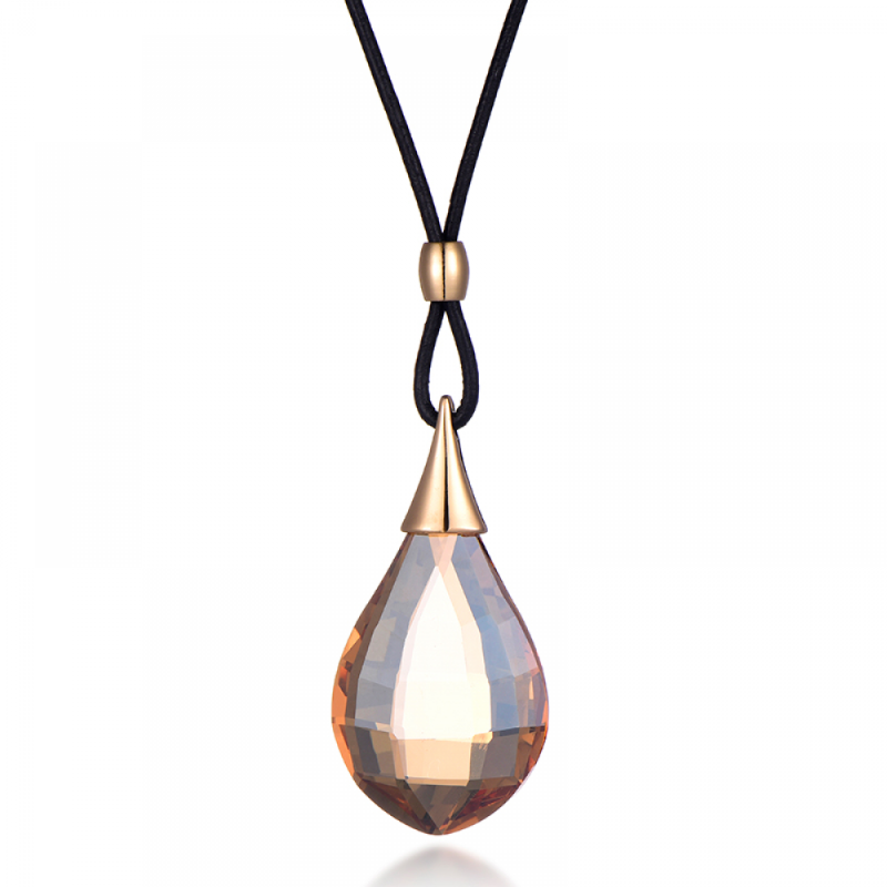 Pendant Necklaces Big Brown Clear Glass Necklace Elegant Water Drop Crystal Leather Chain For Femmes Party Jewelry Accessories
Pendant Necklaces Big Brown Clear Glass Necklace Elegant Water Drop Crystal Leather Chain For Femmes Party Jewelry Accessories