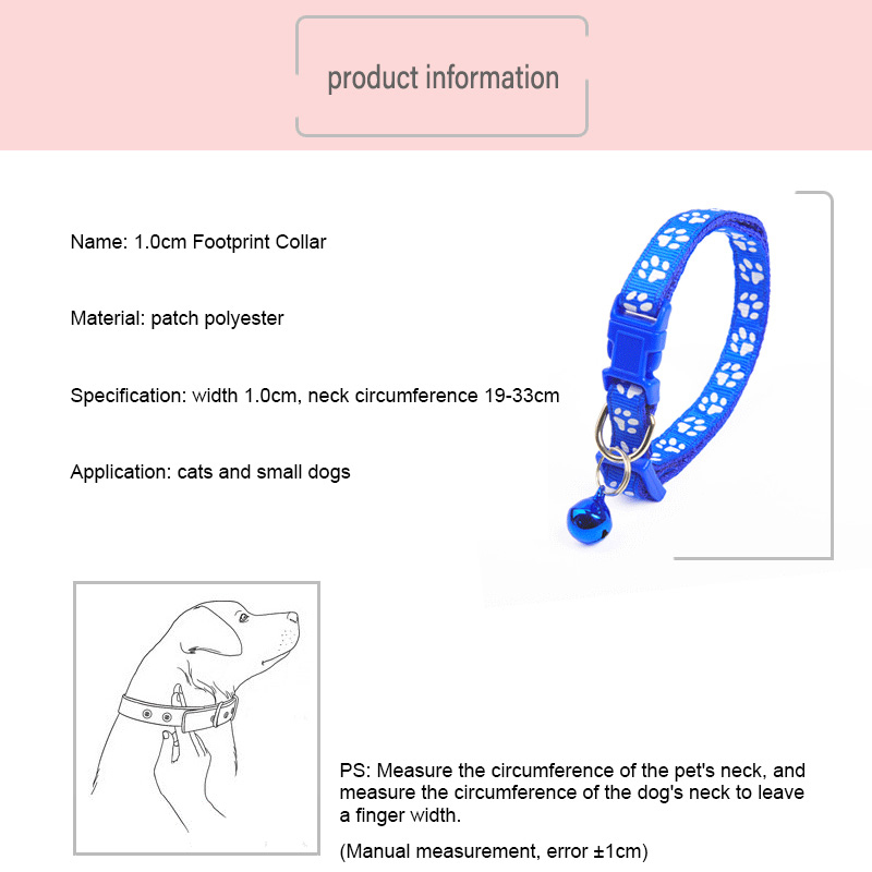 1PC Cute Bell Collar For Cats Dog Collar Teddy Bomei Dog Cartoon Funny Footprint Collars Leads Cat Accessories Animal Goods