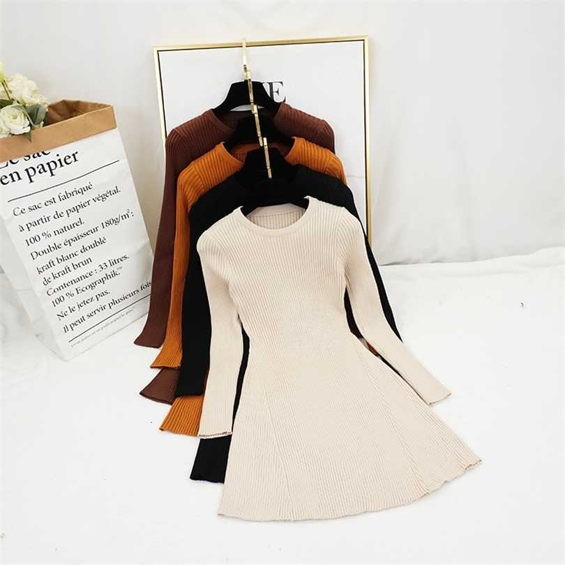 Women Vintage Dress Auutmn Winter Long Sleeve Slim A Line Short Sweater Dresses Eleagnt Ladies Knitted Robe Vestidos Mujer 211110
Women Vintage Dress Auutmn Winter Long Sleeve Slim A Line Short Sweater Dresses Eleagnt Ladies Knitted Robe Vestidos Mujer 211110