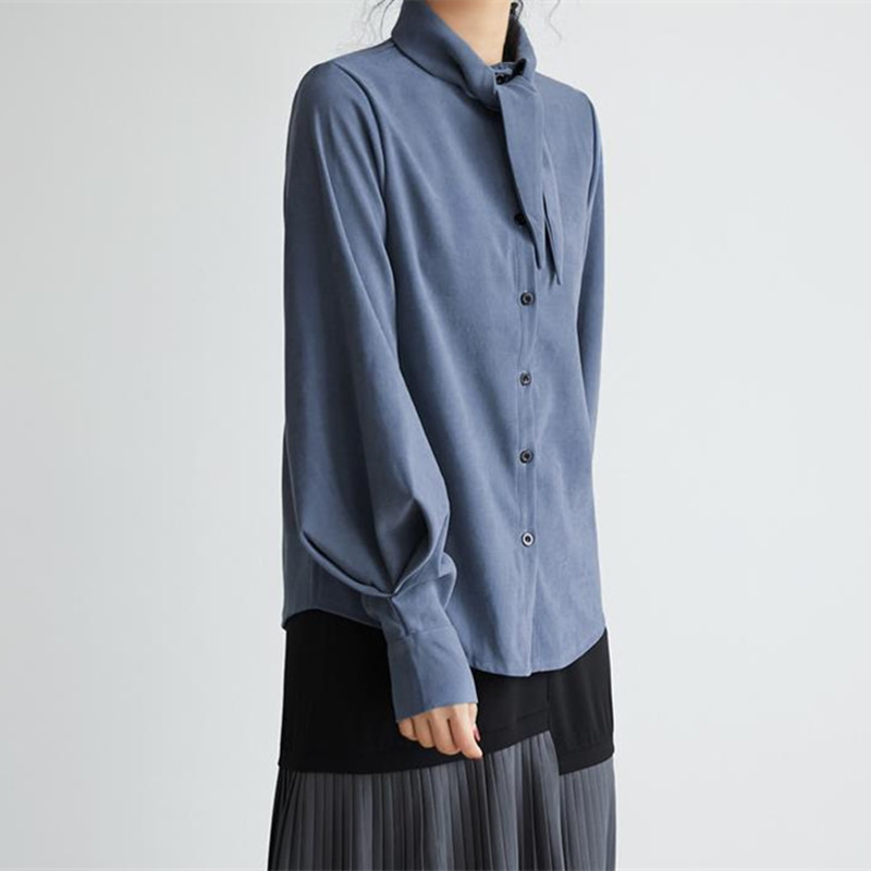 Elegant Vintage OL Shirts Spring Autumn Solid Lantern Sleeve Women Loose Blouses Tops Plus Size 210421