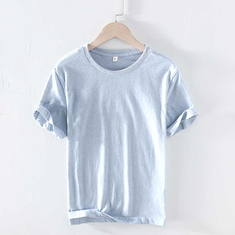 Summer Cotton Yellow Solid T Shirt Men Causal O-neck Basic T-shirt Male High Quality Classic Style Tops 210601