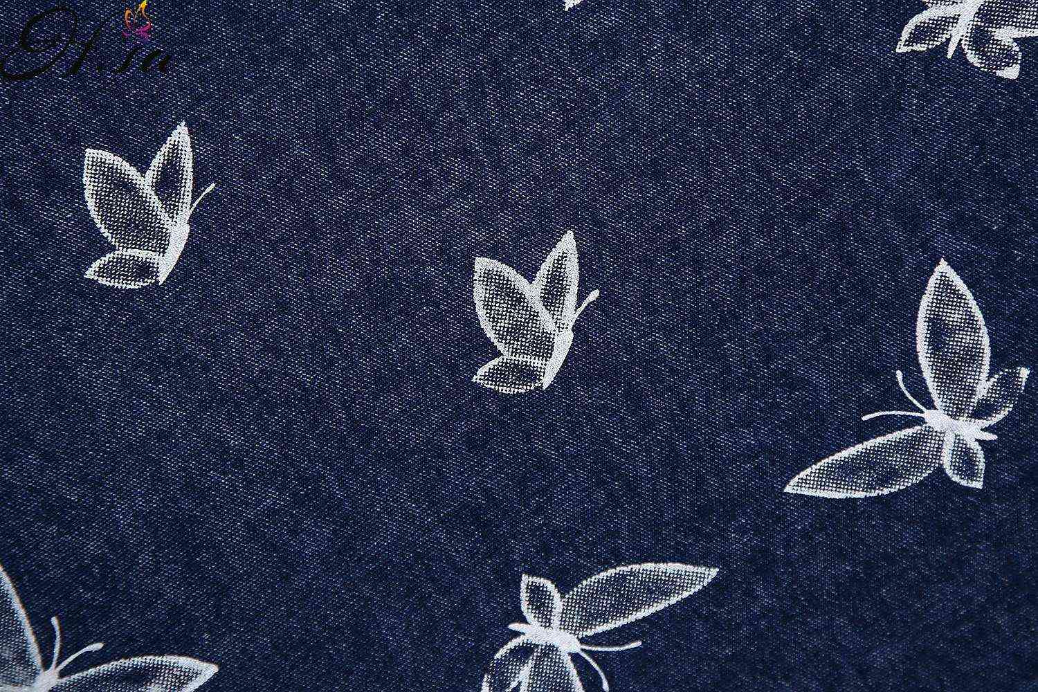 Hsa European and American Summer Wind Women's Denim Printing Slip Dress 1607 210716