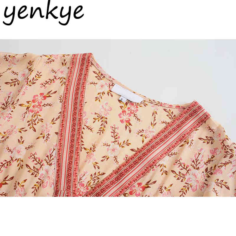 Holiday Boho Long Maxi Dress Women Short Sleeve Drawstring Waist Floral Print Vestido Mujer A-line Casual Summer Dresses 210430