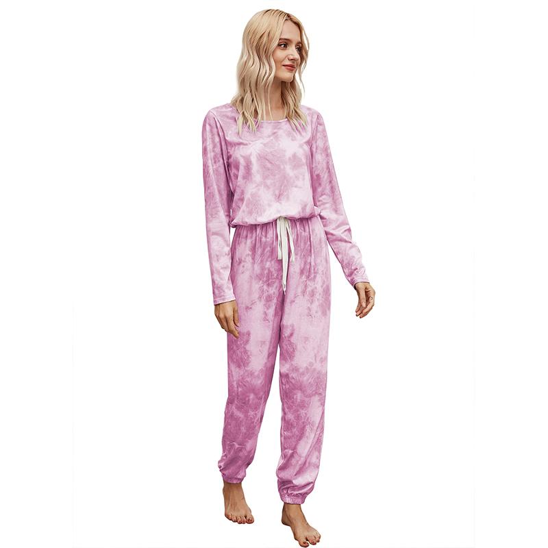 Women's Set 2021 Tie Dye Print Slim Fitted Sweatshirt Top And Long Pants Autumn Sleeve Women Two Piece Outfits Tracksuits