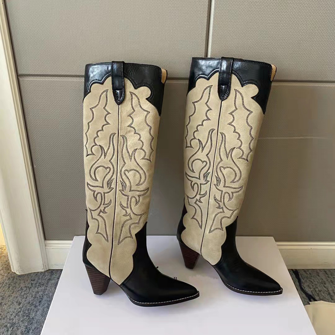 Fashion Season Shoes Isabel Paris Marant Boots Leila Leather Velvet Western Knee Boots Litz, As picture
Fashion Season Shoes Isabel Paris Marant Boots Leila Leather Velvet Western Knee Boots Litz, As picture