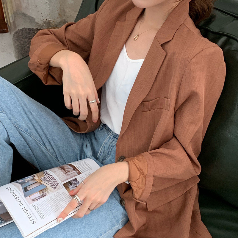 Women Streetwear Casual Elegant All Match Slender Large Size Gentle Feminine Office Lady Loose Blazers 210421