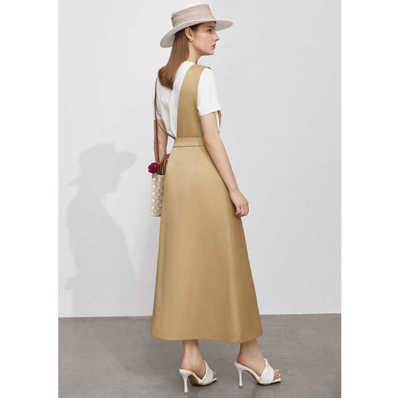 Minimalism Summer Women's Strap Skirt Fashion Solid Personality Asymmetric Long Casual A-line 12170224 210527