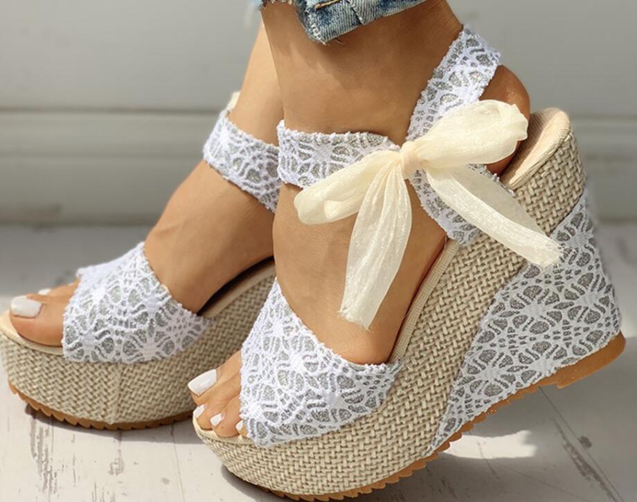 Lace Leisure Women Wedges Heeled Summer Sandals Party Platform High Heels Shoes Woman, White
Lace Leisure Women Wedges Heeled Summer Sandals Party Platform High Heels Shoes Woman, White