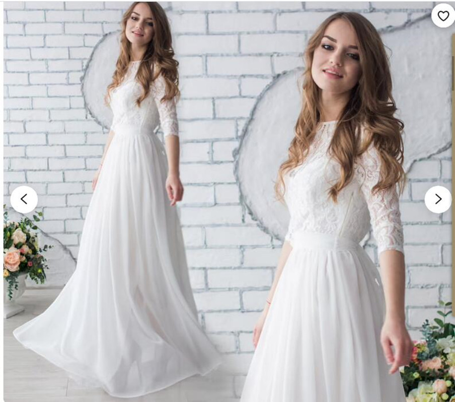 2022 Lace Half Sleeve Chiffon Bridesmaid Dress Ivory A Line Dresses Guest Maid of Honor Vestido Evening Gowns