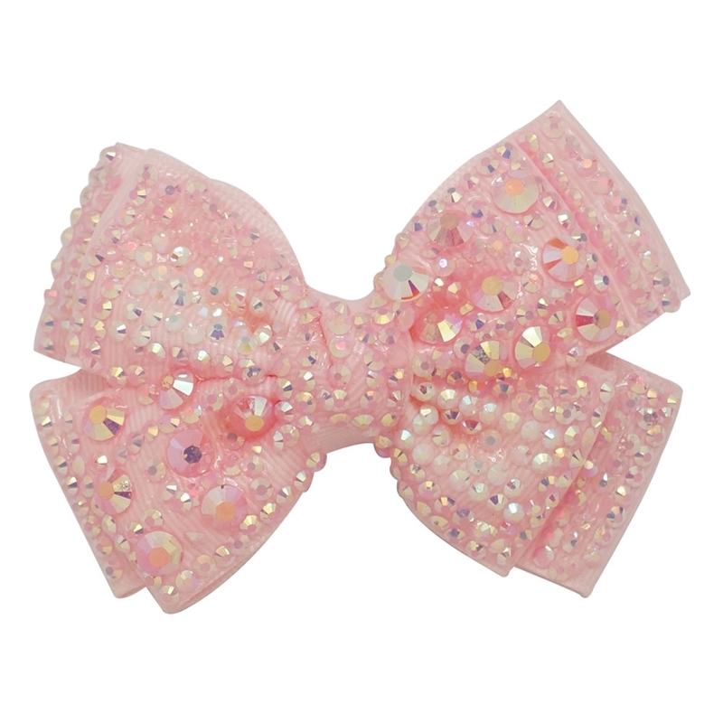 CN 12Pcs/lot 4" Plain Hair Bows With Black Clips Kids Girls Crystal Jelly Bows Hair Clips Hairgrips Hair Accessories 210812