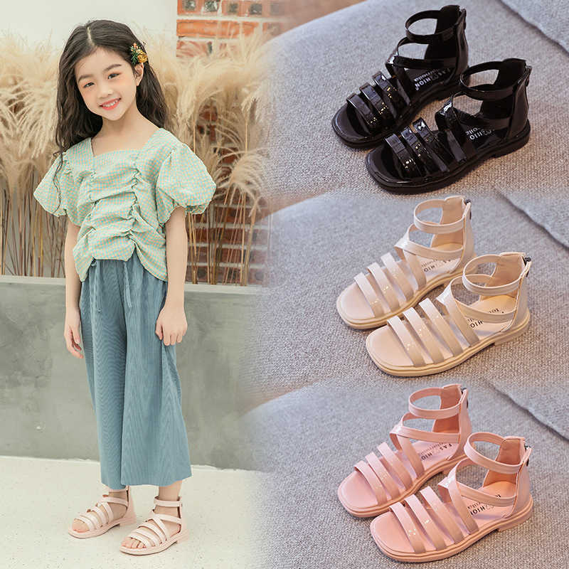 Girls' Sandals 2021 New Children's Summer Little Girls Roman Sandals In The Tide of Big Children's Fashion Princess Sandals X0703