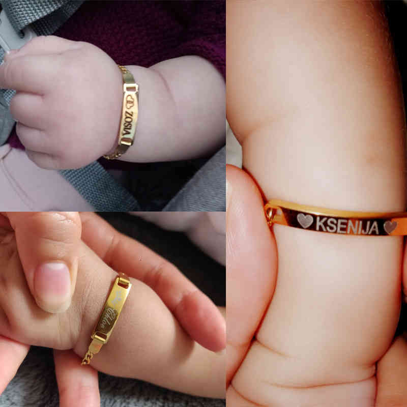Vnox Custom Personalize Baby Name Bracelet Anti Allergy Stainless Steel Chain Adjustable Infant Baptism Gifts to Girls Boys