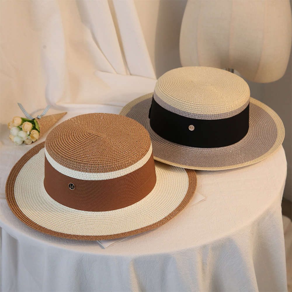 Color matching little fragrance British flat top straw hat girl summer fresh travel sun Korean versatile Beach Hat, Blue;gray
Color matching little fragrance British flat top straw hat girl summer fresh travel sun Korean versatile Beach Hat, Blue;gray