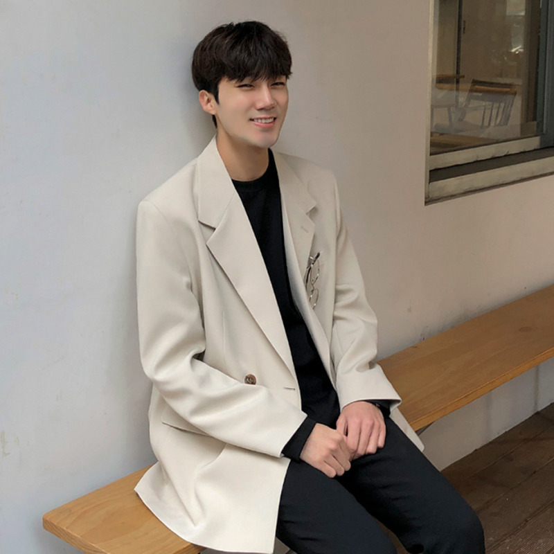 IEFB /men's wear Korean style casual suit coat loose trendy handsome double breasted big size blazer male autumn 9Y4093 210524