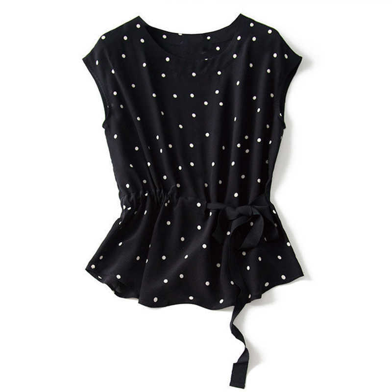 Matching suit polka dot chiffon trousers two-piece large size summer Korean fashion retro casual top wide leg pants suit 211009