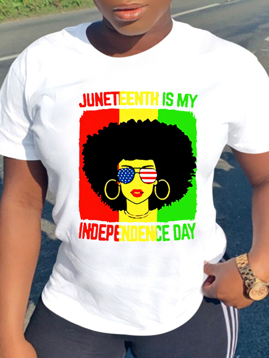 JUNETEENTH IS MY INDEPENDENCE Cutie Print Sweater Big yards Europe and the United States Fashion women's loose t-shirts with short sleeves, 01
JUNETEENTH IS MY INDEPENDENCE Cutie Print Sweater Big yards Europe and the United States Fashion women's loose t-shirts with short sleeves, 01