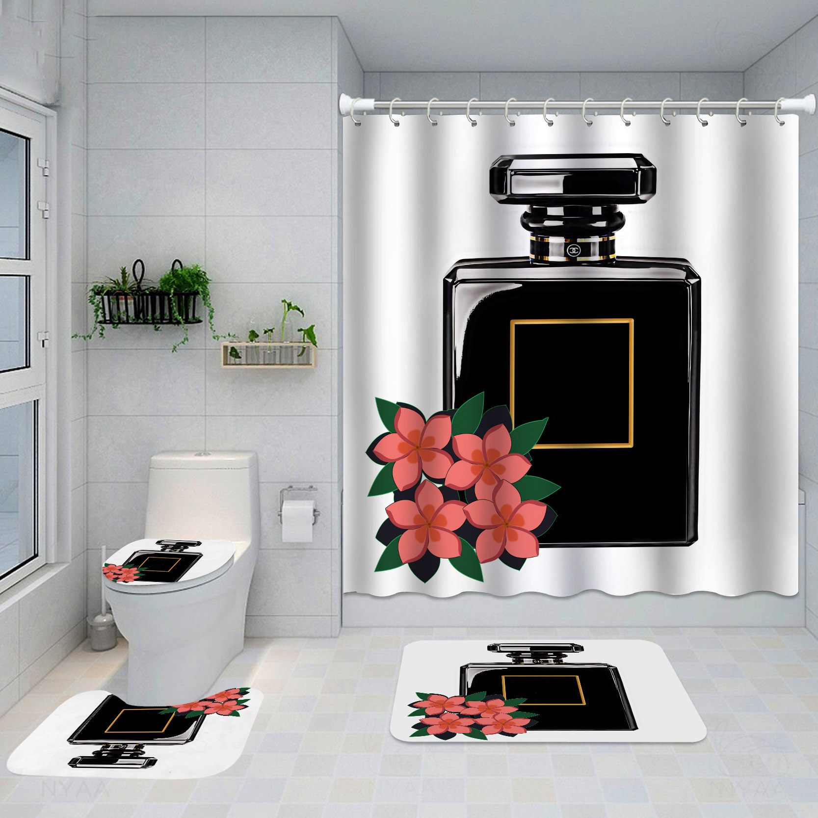 Polyester Shower Curtains Digital Printing Environmental Bathroom Floor Mat Water Absorption Toilet Carpets 4 Piece Set
Polyester Shower Curtains Digital Printing Environmental Bathroom Floor Mat Water Absorption Toilet Carpets 4 Piece Set