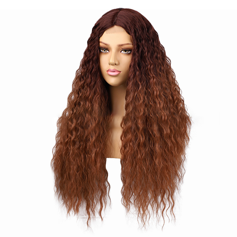 Natural cosplay hair synthetic wig with lace front wavy wigs for black women