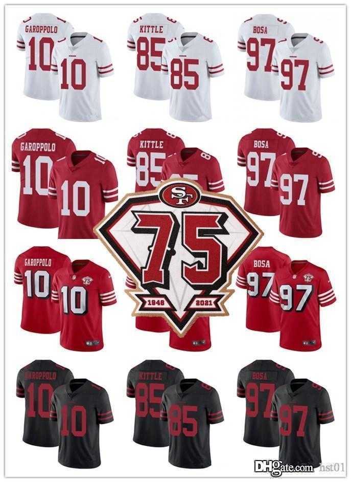 Men women Youth 75th San Francisco' 49ers' Jersey 85 George Kittle 97 Nick Bosa 10 Jimmy Garoppolo Football Jerseys red black, Color
Men women Youth 75th San Francisco' 49ers' Jersey 85 George Kittle 97 Nick Bosa 10 Jimmy Garoppolo Football Jerseys red black, Color
