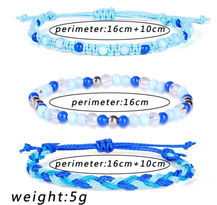 Women's new suit bracelet 3-piece hand-woven wax thread color beaded bohemian bracelet GC449