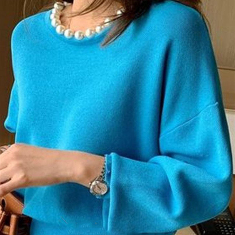 Nomikuma Spring New Women Pullover Sweater Korean Beads O-neck Long Sleeve Knitted Tops Solid Slim Causal Pull Femme 6E992 210427