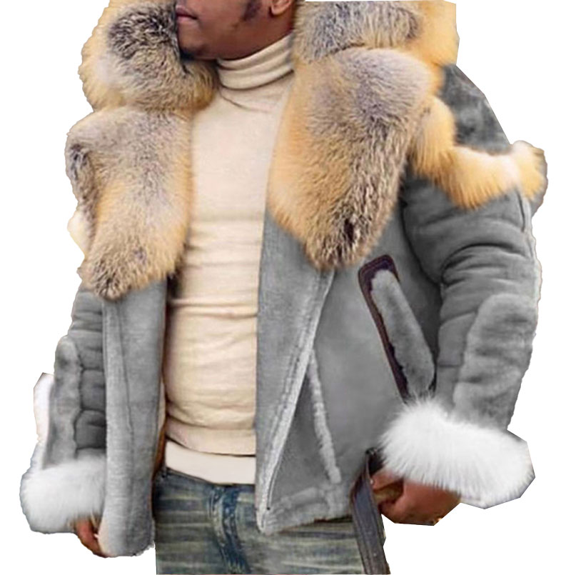 Designer Mens Winter Coat With Pockets Plush Collar Lapel Faux Fur Jacket Thick Warm Fashion Male Overcoat Plus Size M-5XL от DHgate WW
